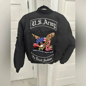 Vintage Rothco Reversible US ARMY Nylon Bomber Jacket Patches MA-1 Men’s Small